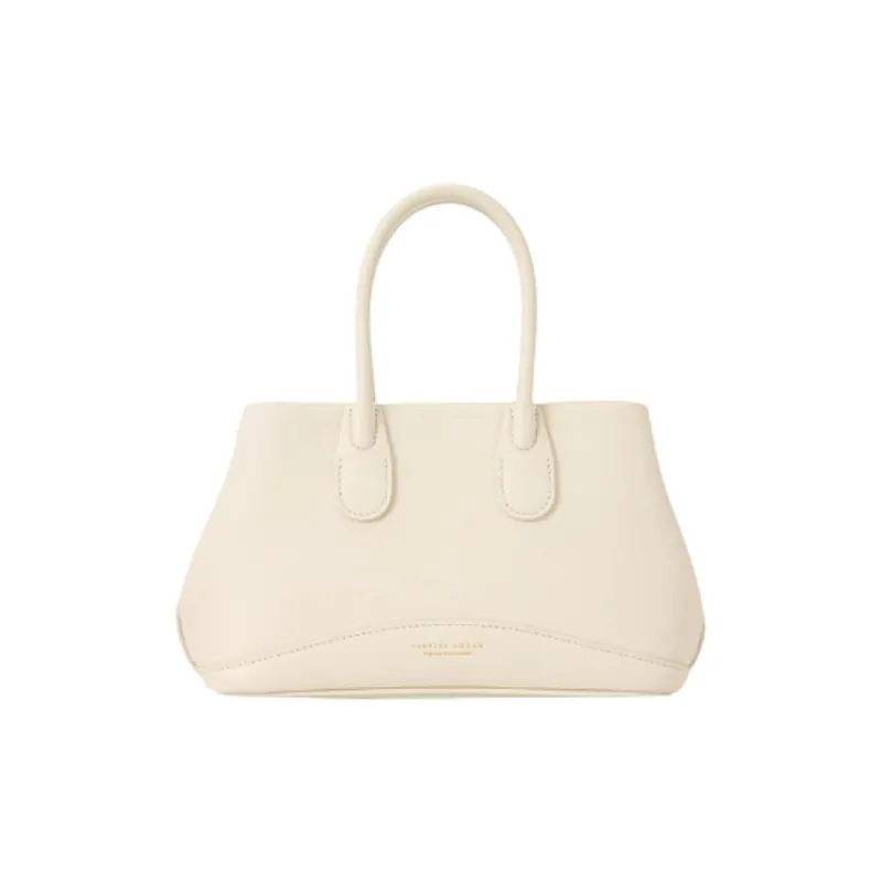 VANESSA HOGAN Cow Leather Tote Bag, Shopping Bag, Handbag Medium Size Women's Nut Brown/Shoal White-6