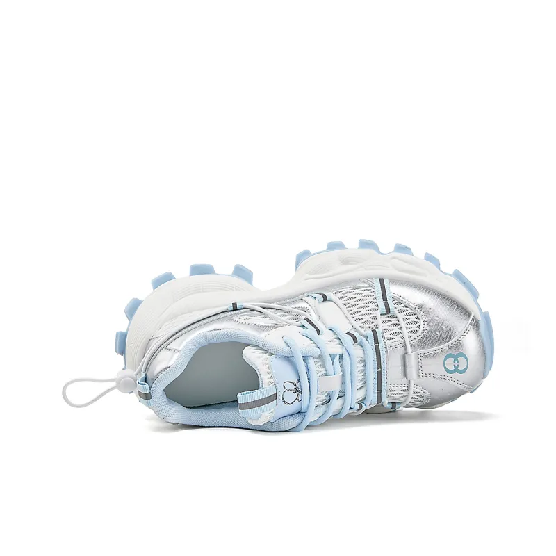 La Chapelle Anti Slip Wear Resistant Low Top Chunky Sneakers Women's Blue-2