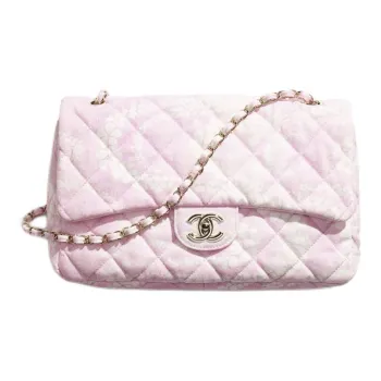 CHANEL Coco Denim Shoulder Bag Extra Large Women's Light Pink & White