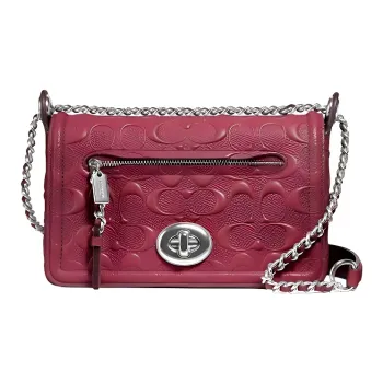 COACH Le Leather Shoulder Bag, Crossbody Bag Small Size Women's Hot Pink
