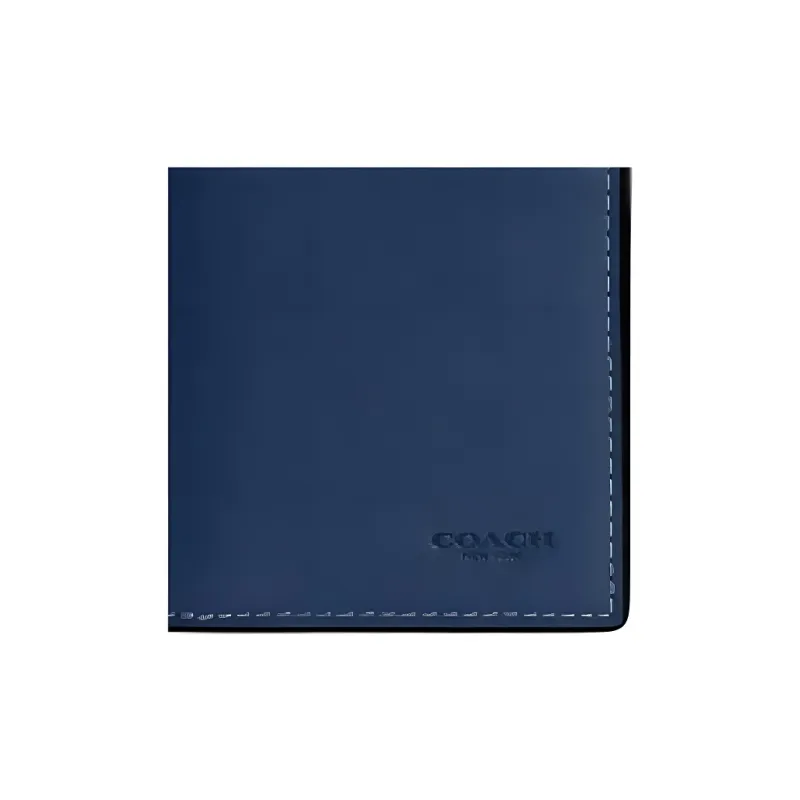 COACH Breast Pocket Leather Wallet Mini Men's Dark Blue-2