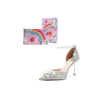 Crelinkxlat Glaze Starlight, French Fairy Soft High Heels Women's Silver