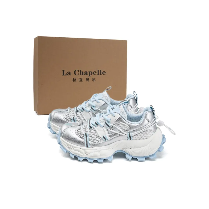 La Chapelle Anti Slip Wear Resistant Low Top Chunky Sneakers Women's Blue-1