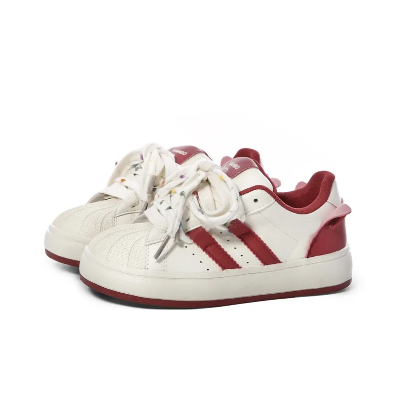 The New Age Family Low Top Skateboard Shoes Women's Beige Red-1