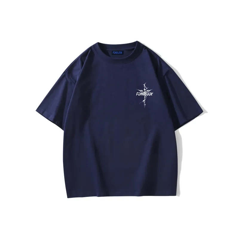 FONDLOOK T Shirts Unisex Navy Blue-1