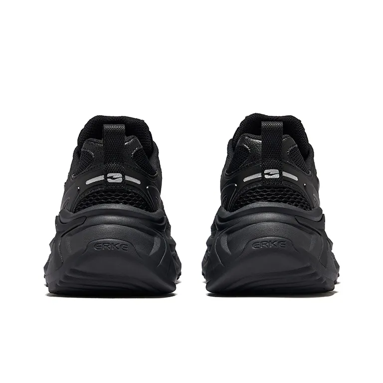Erke Hongyu 2.0 Abrasion Resistant Breathable Low Top Chunky Sneakers Women's Jet Black-3