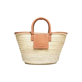 Jacquemus Palm With Cow Leather Tote Bag, Shopping Bag, Handbag Women's Beige & Brown