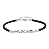 925 Sterling Silver, Cat and Dog Diary Men's Rope Bracelet