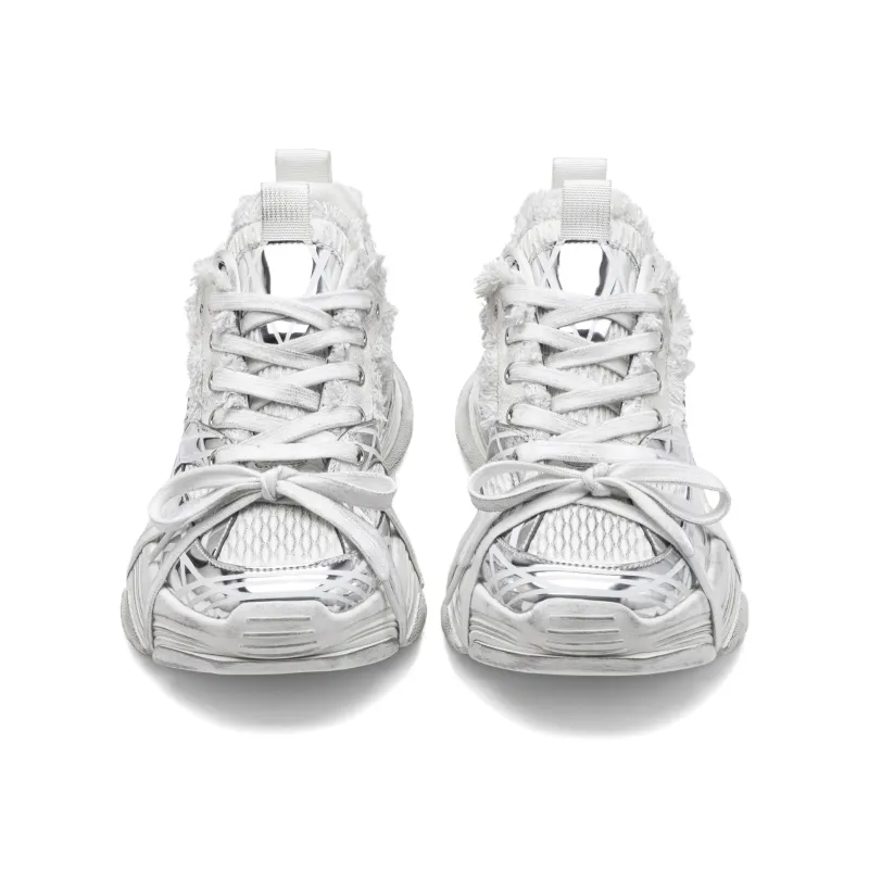 LINGMO Slip Resistant, Abrasion Resistant, Breathable, Height Increasing Low Top Chunky Sneakers Unisex White-3