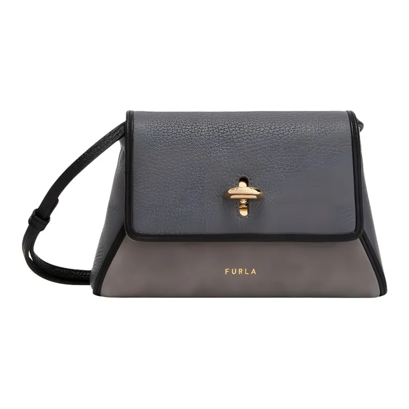 Furla Grained Leather Suede Shoulder Bag Crossbody Bag Mini Women's Earth Tone Taupe-0