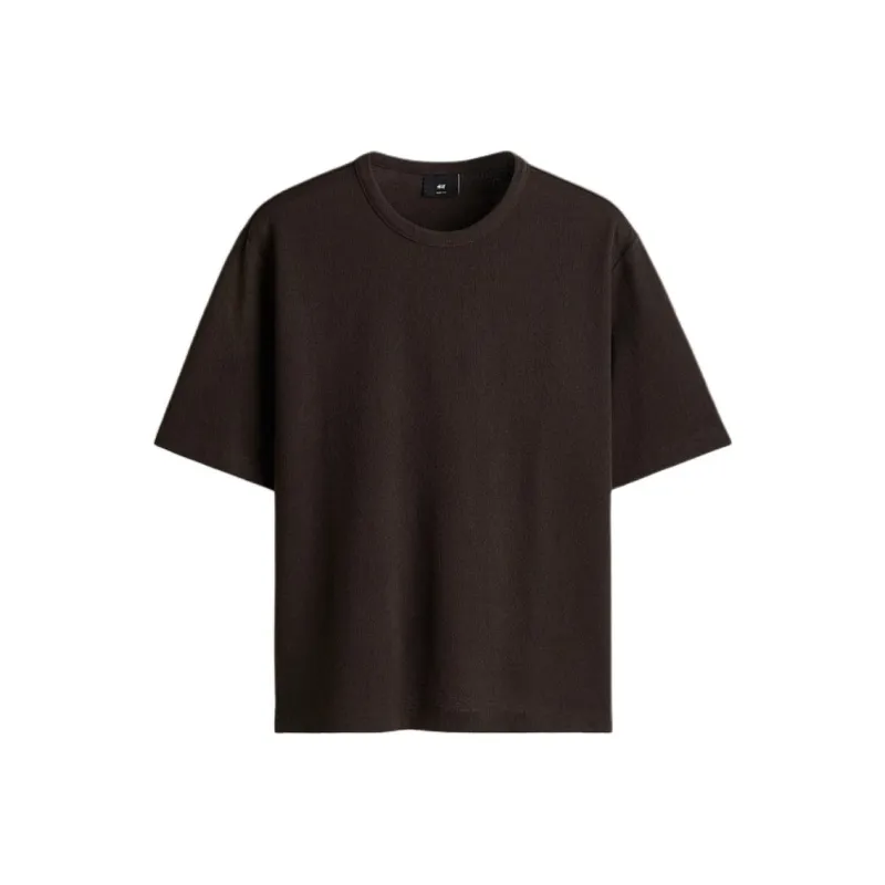 H&M T Shirts Men Dark Brown-0