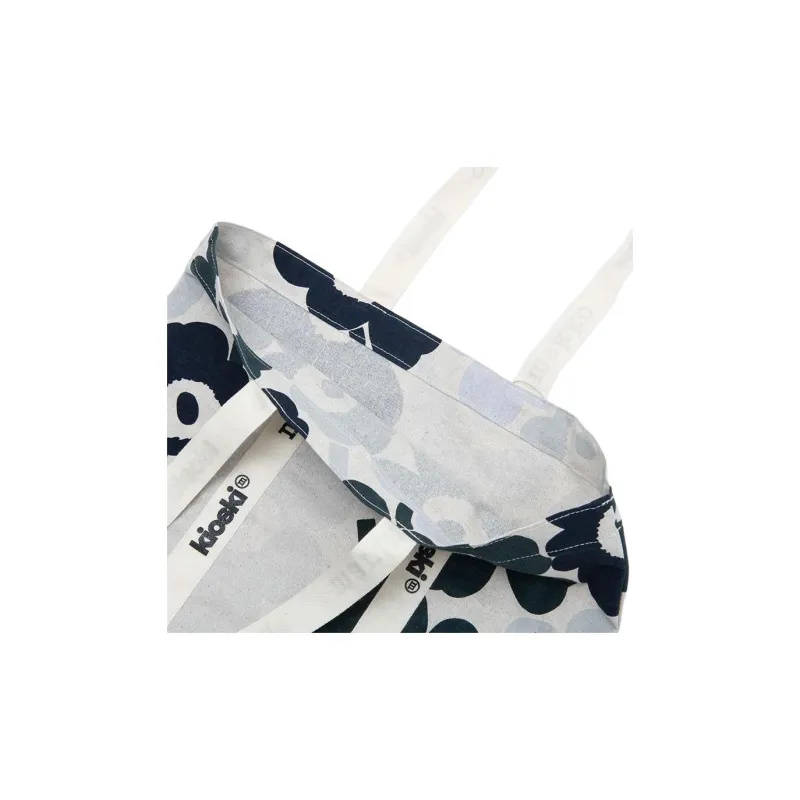 Marimekko Cotton Tote Bag, Shopping Bag, Handbag Women's Marine Blue & Multicolor-3