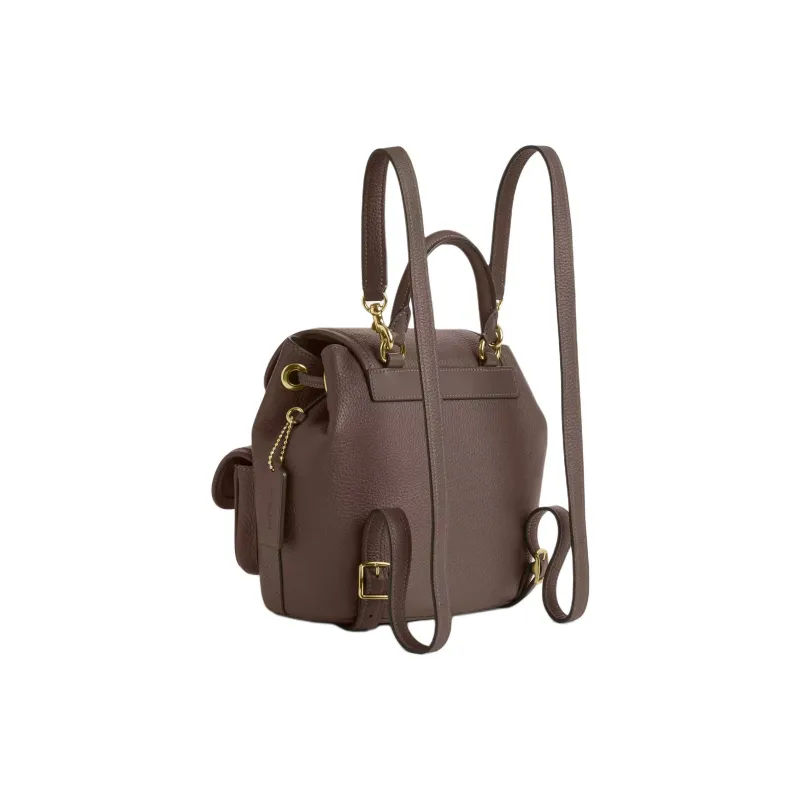 COACH Smooth Leather Backpack Medium Size Women's Dark Stone Color-1