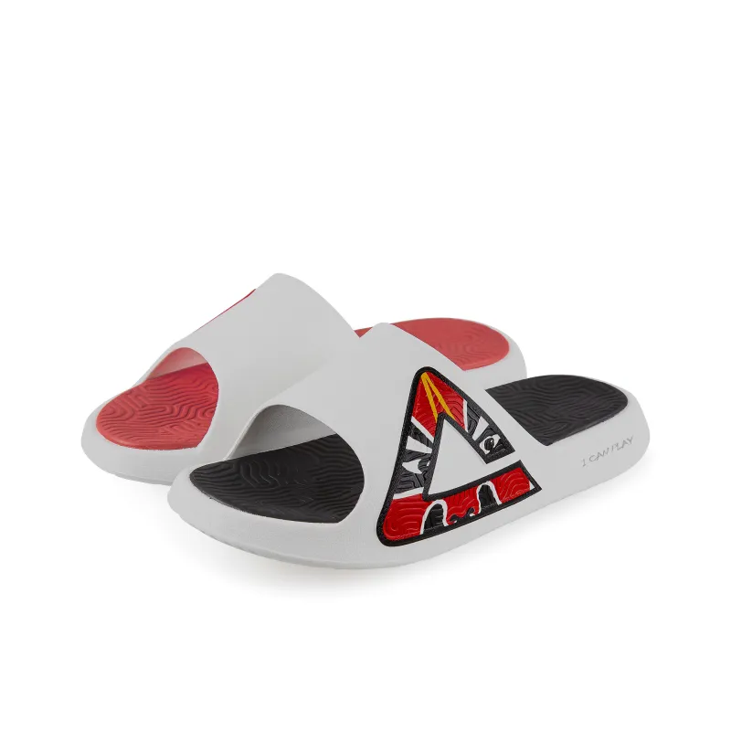 PEAK Tai Ji1.0 Quiet Slip Resistant Cushioning Slide Slippers Men's White Black Red-3