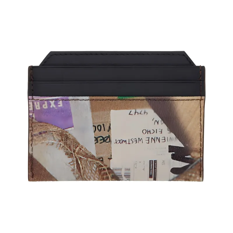 Vivienne Westwood Grain Faux Leather Card Holder Men's Brown & Black-1