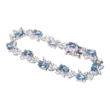 FUNNXI S925 Silver Bracelets Women's Blue White