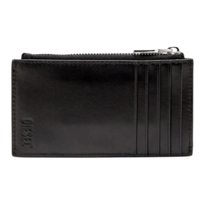 DIESEL Polyurethane With Cow Leather Card Holder Women's Black-1