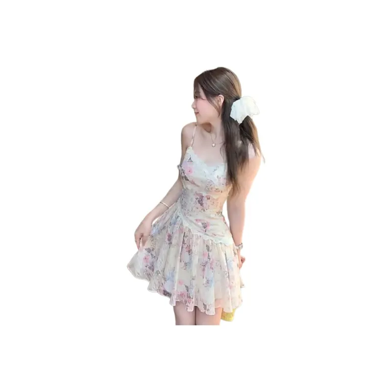 Mu Xiao Xin Slip Dresses Women's Floral Dress-0
