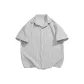 [Short-Sleeved Stripes Shirt]Gray White Stripes (Ho Line Chest Logo)