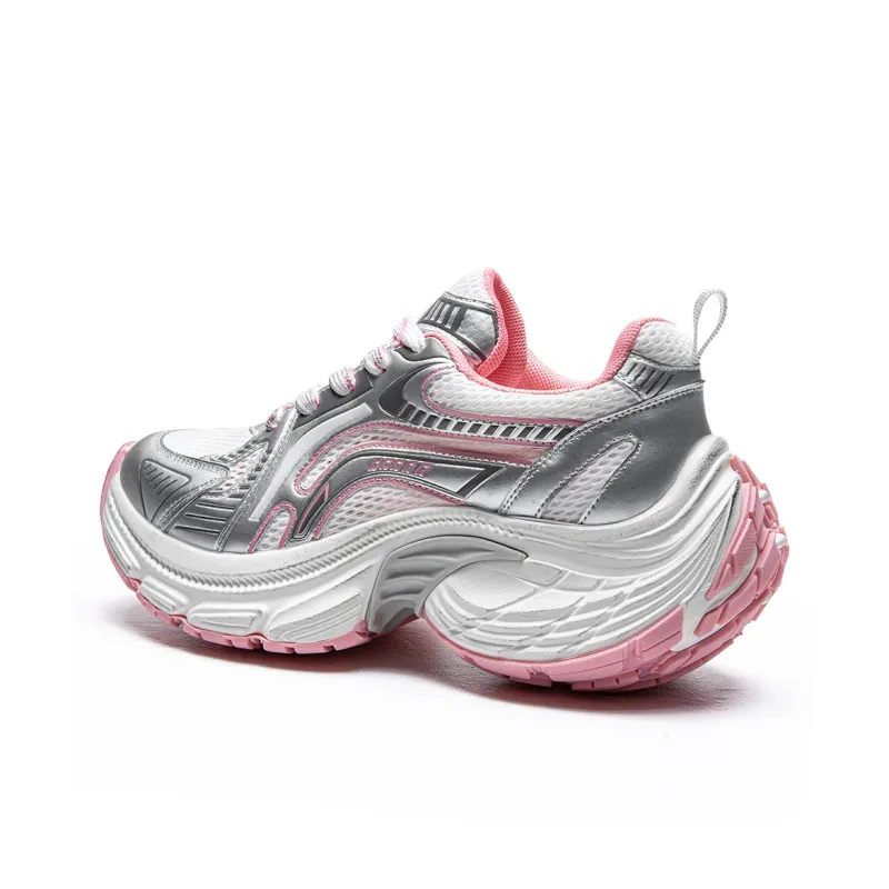 GOSO Slip Resistant Cushioning, Breathable, Height Increasing Low Top Chunky Sneakers Women's White-5