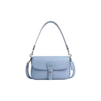COACH Hadley Pebble Leather Crossbody Bag, Shoulder Bag Medium Size Women's Blue