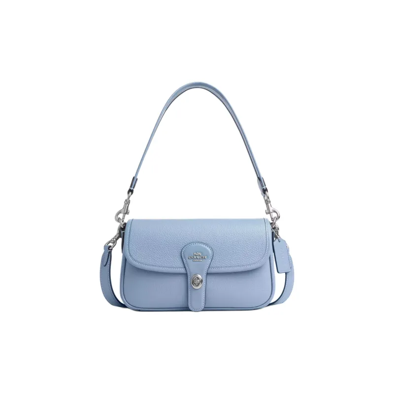 COACH Hadley Pebble Leather Crossbody Bag, Shoulder Bag Medium Size Women's Blue-0