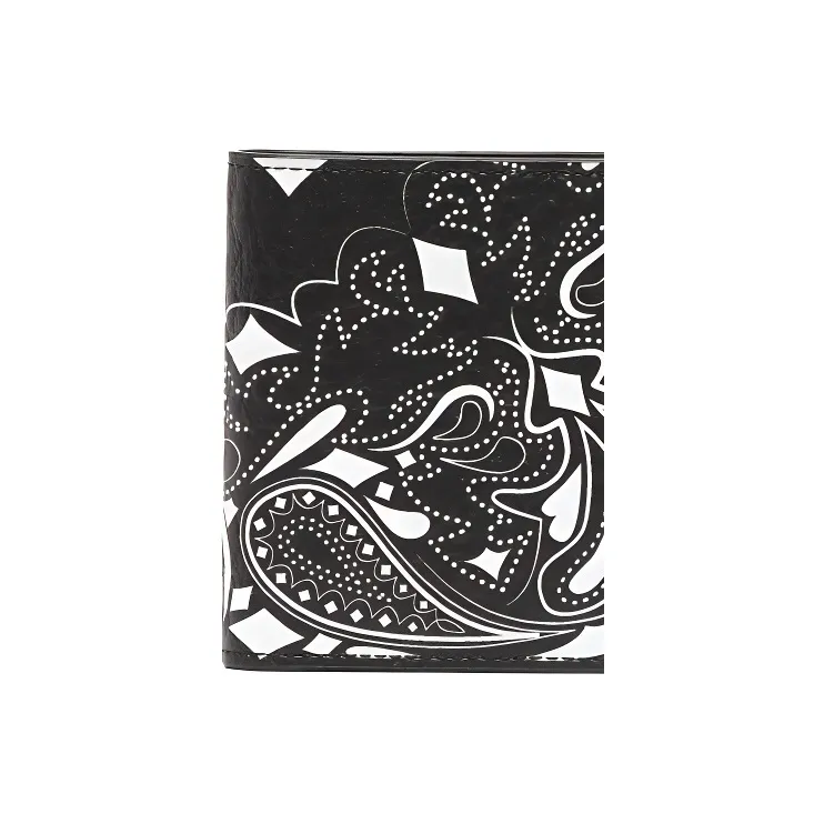 MCM Leather Wallet Small Size Unisex Black White-4