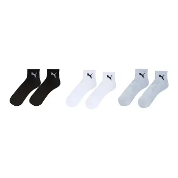 PUMA Half TerryQUARTER Mid Calf Socks Men's 6 Pack White/Black/Gray
