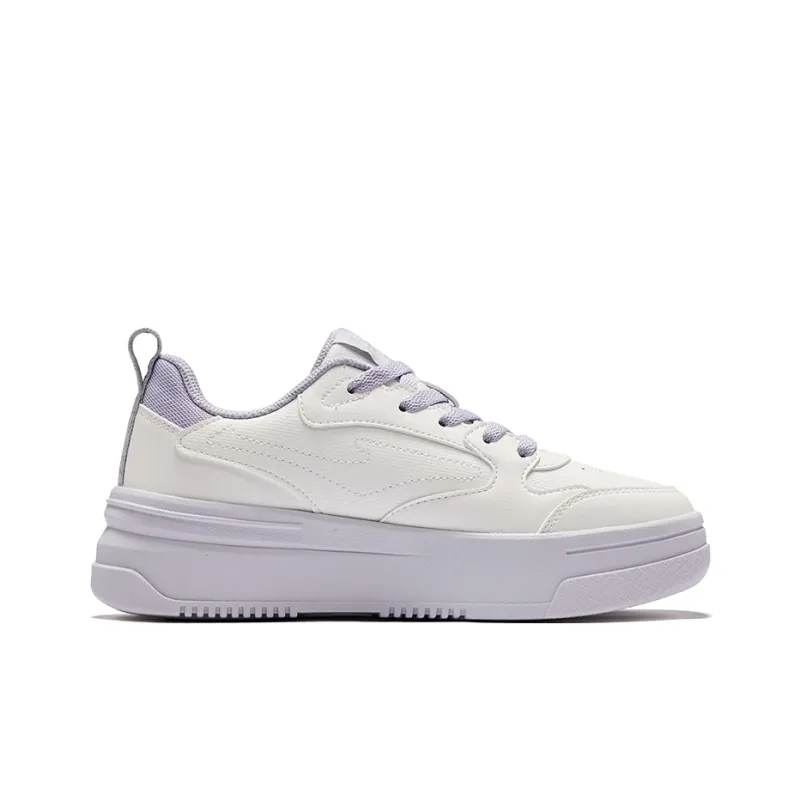 Erke Anti Slip Wear Resistant Low Top Skateboard Shoes Women's Microcrystal White Galactic Purple-1