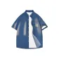 [100% cotton Denim]Dark Blue (Ma Flower Khaki Chest Logo)
