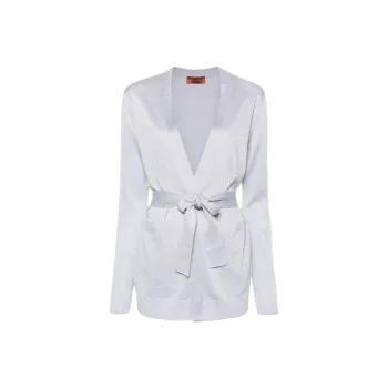 MISSONI Metallic-Threading V-Neck Belted Cardigan