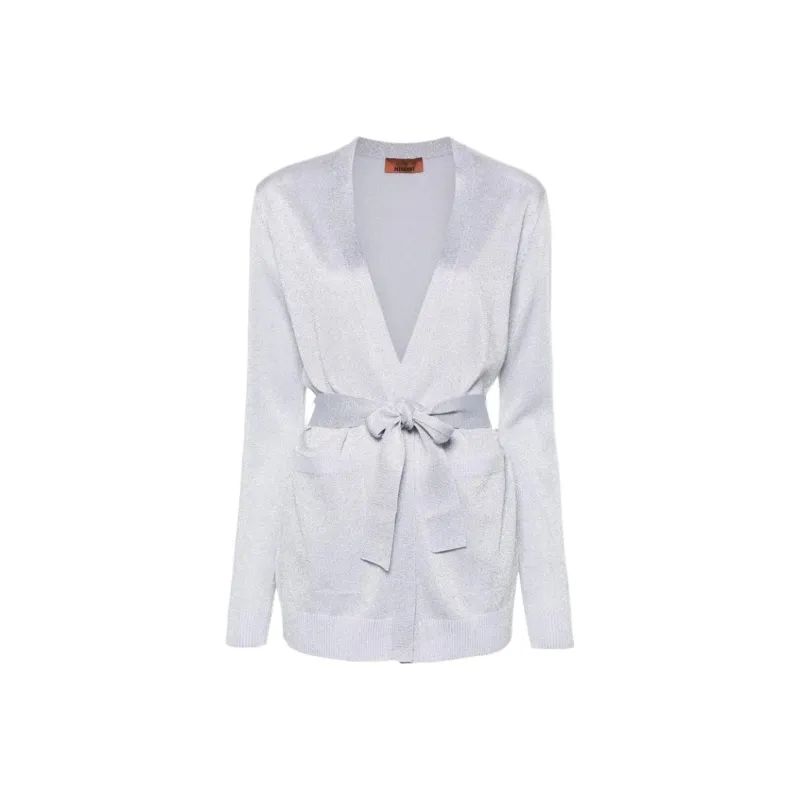 MISSONI Metallic-Threading V-Neck Belted Cardigan-0