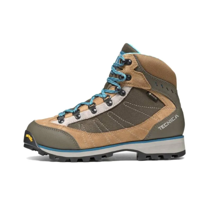 TECNICA Anti Slip Wear Resistant High Top Hiking Shoes Women's Brown Green-0