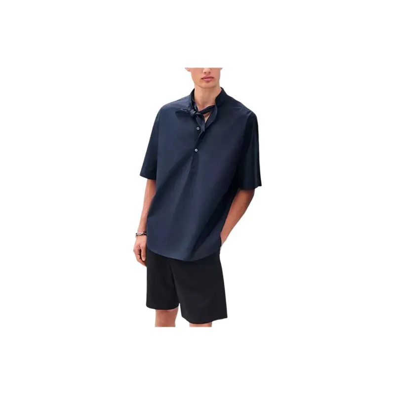 HERMES Shirts Men Marine Blue-0
