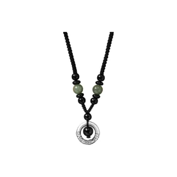 Hot Real Silver Building 999 Silver, Black Onyx Necklaces Unisex Black