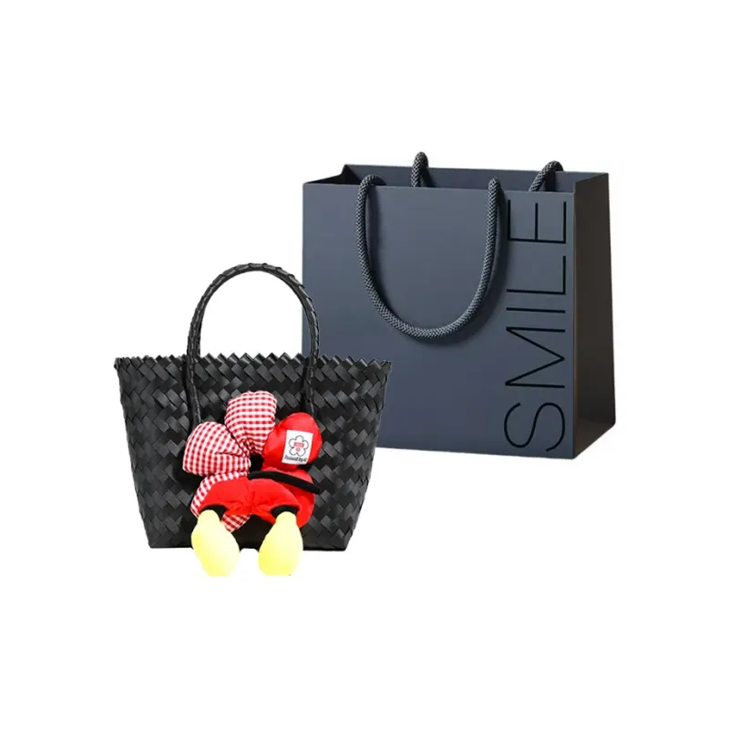 Rainbow Girl Woven Handbag Women's Black-0