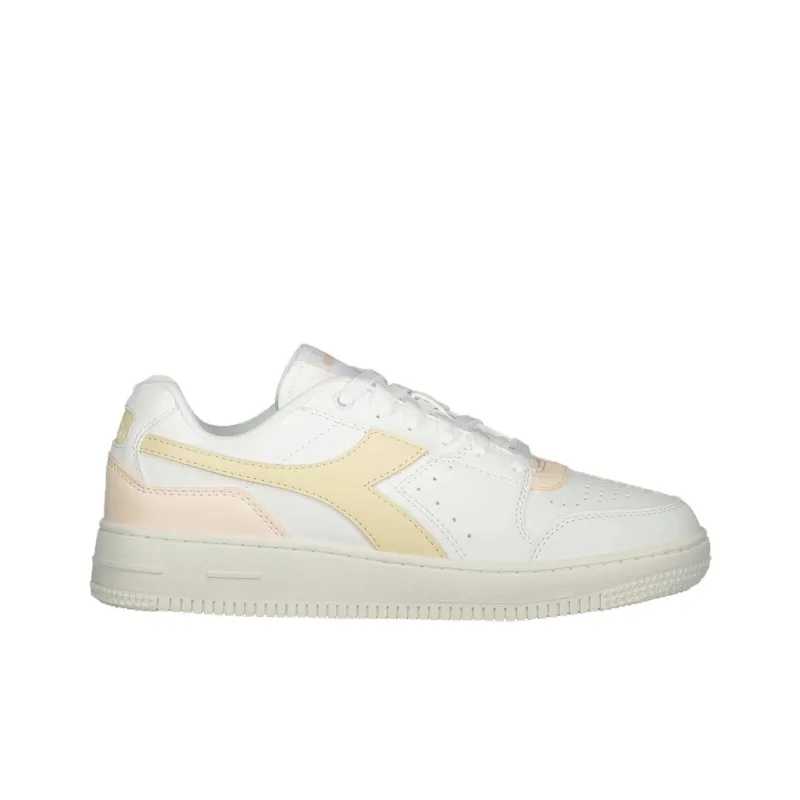 Diadora Anti Slip Wear Resistant Low Top Skateboard Shoes Women's White Yellow-1