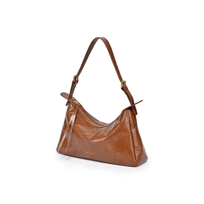 AQUASCUTUM Top Grain Cow Leather Tote Crossbody Bag, Shoulder Bag Women's Brown-1