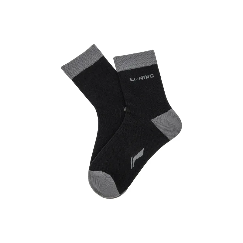 LiNing Sports Life Collection Mid Calf Socks Unisex 1 Pack Black-3