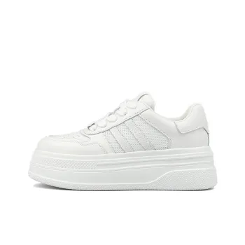 ZSBELLA Anti Slip And Wear Resistant Height Increasing Low Top Casual Shoes Women's White