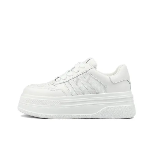 ZSBELLA Anti Slip And Wear Resistant Height Increasing Low Top Casual Shoes Women's White