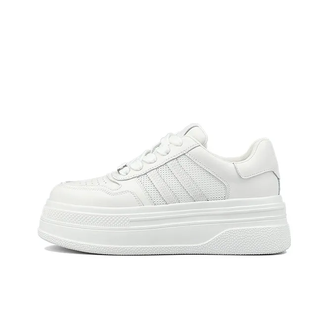 ZSBELLA Anti Slip And Wear Resistant Height Increasing Low Top Casual Shoes Women's White-0