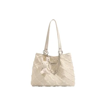 H YXIANG Microfiber Synthetic Leather Tote Bag, Shoulder Bag Women's Beige Yellow