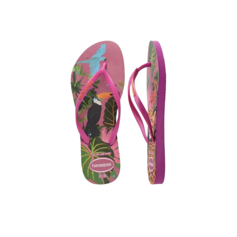 Havaianas Slim Summer Rubber Sole Abrasion Resistant Flip Flops Women's Purple-3