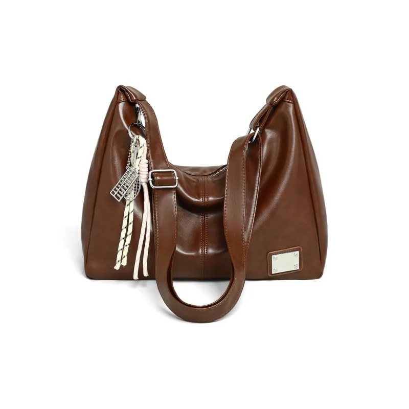 C°BANNER Synthetic Leather Shoulder Bag Medium Size Women's White/Brown-7
