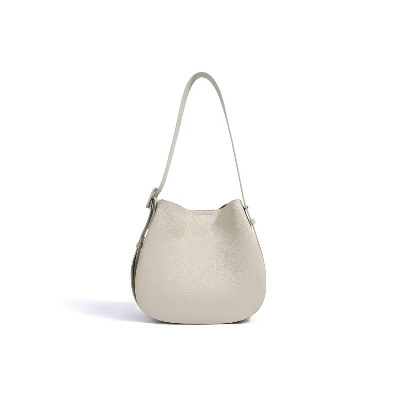 COURONNE Top Grain Cow Leather Tote Bag, Shoulder Bag Women's Black/White/Elephant Gray/Lavender-5