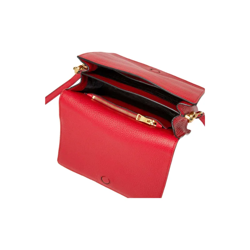 PRADA Calfskin Crossbody Bag Women's Red-2