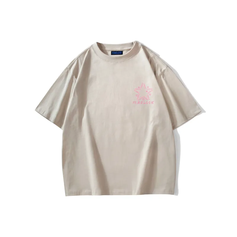 FONDLOOK T-Shirts Unisex Light Beige Apricot-1