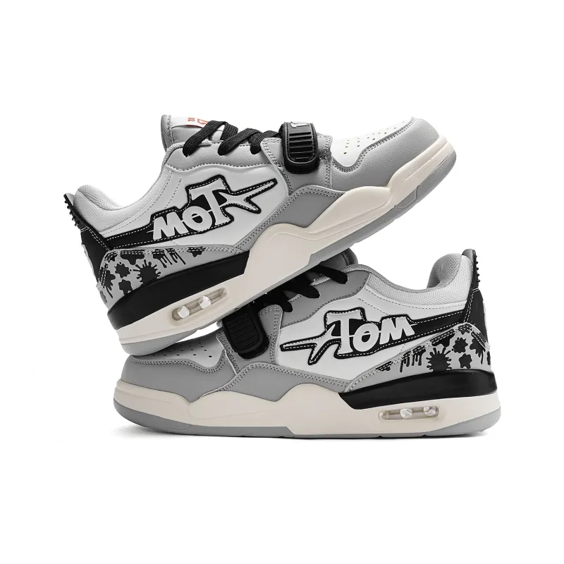 TALKING TOM Vintage Basketball Shoes Unisex Low Top Beige Orange/White/Gray Black-1