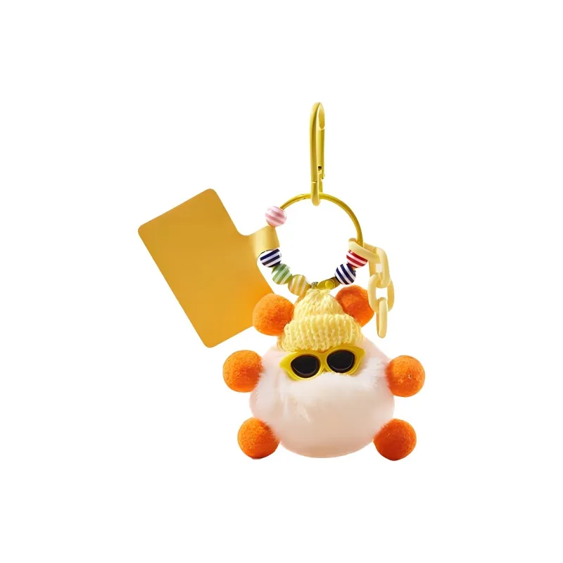 CinvaiKrose Rex Rabbit Fur Plush Keychain Charm Small Doll Bag Accessory Women's Multicolor-4